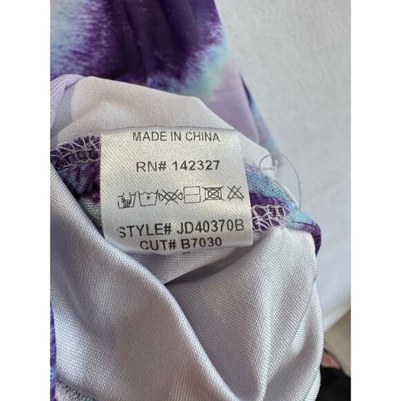 Blanc Clothing Tie Dye Asymmetrical Bodycon Mini Dress Purple Blue Pink Y2K S - Picture 8 of 8